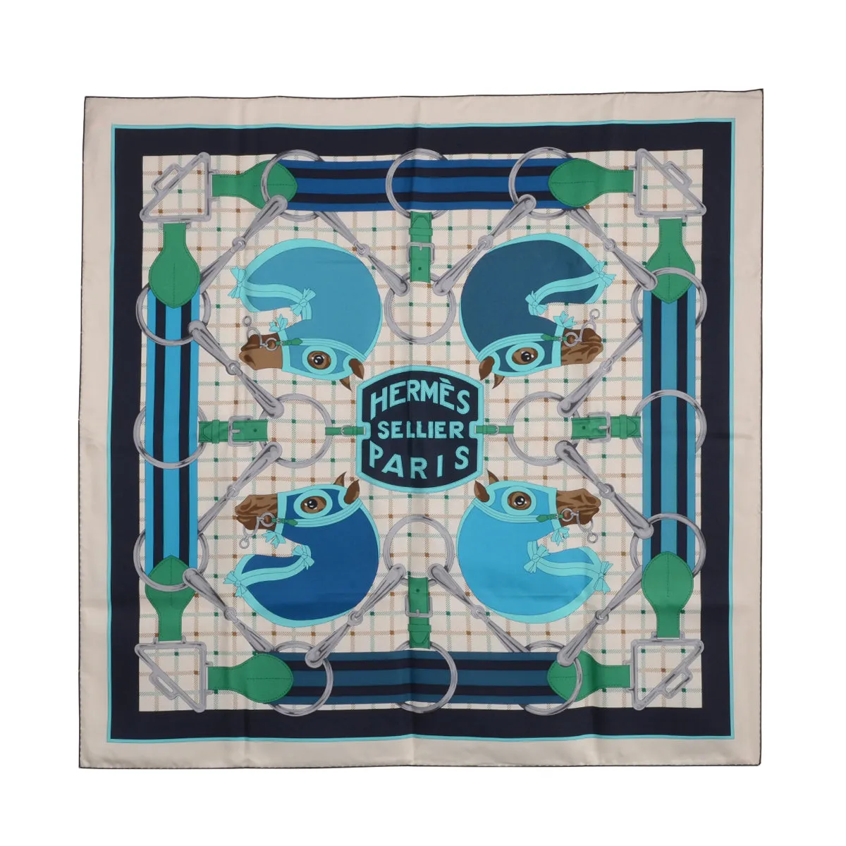 Hermes Printed Silk Tatersale Scarf 90