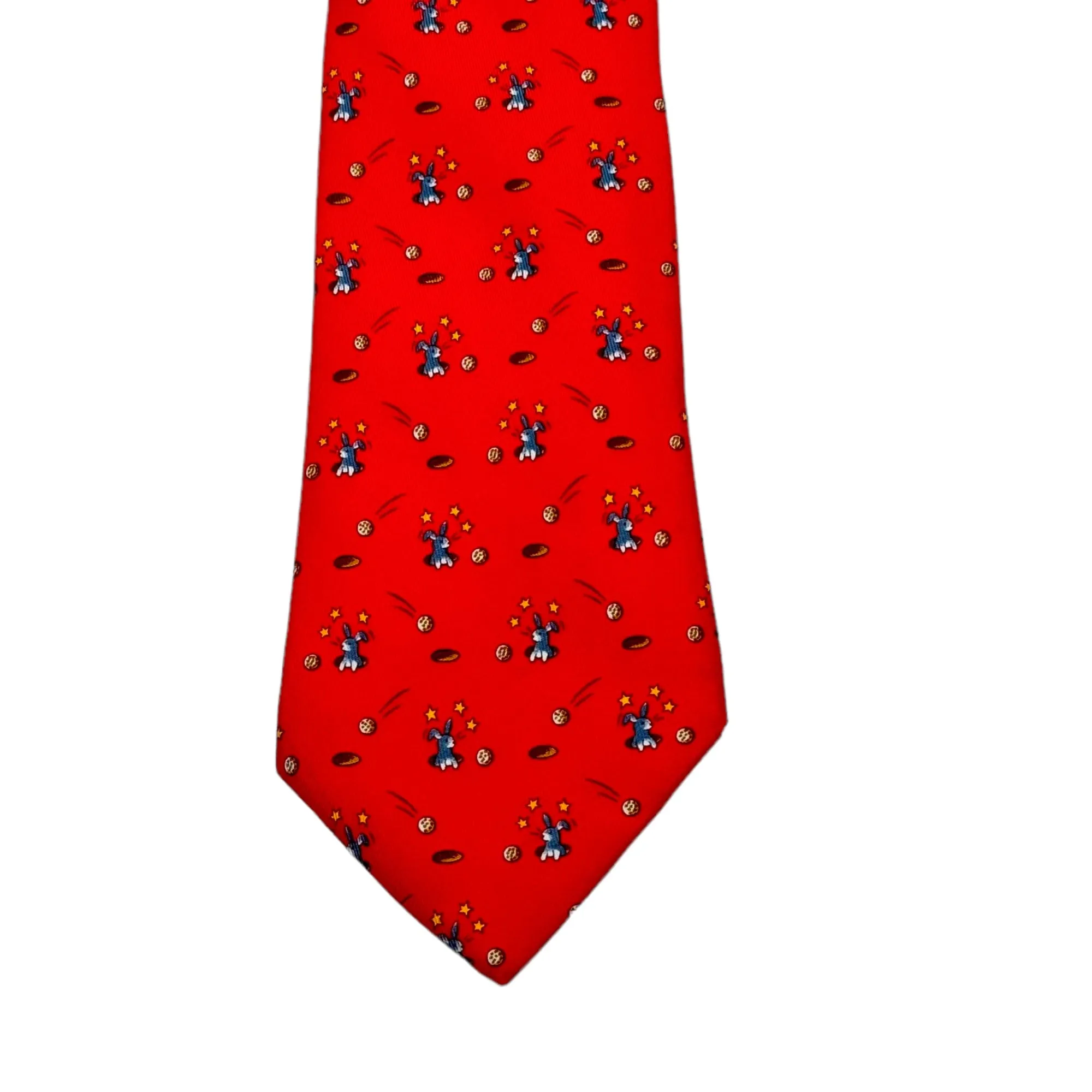 HERMÈS Vintage Rabbit Golf Motif Silk Tie - Red