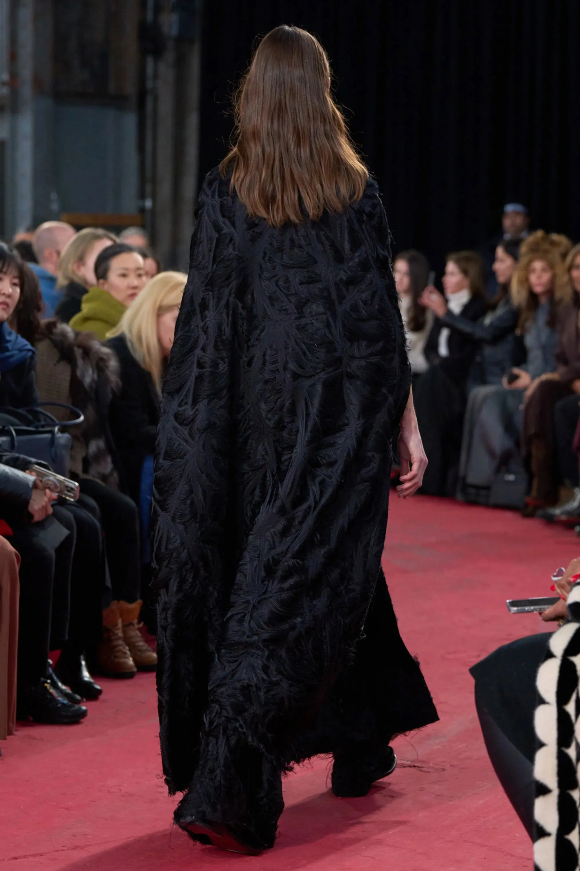 Hillman Cape in Black Silk Virgin Wool Jacquard