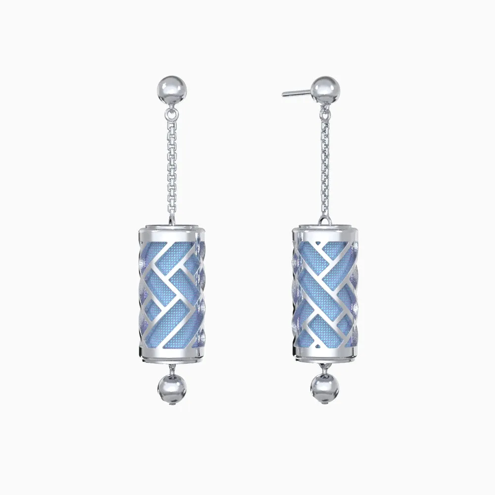 Hue Silk Earrings - Gazebo Blue - Sterling Silver