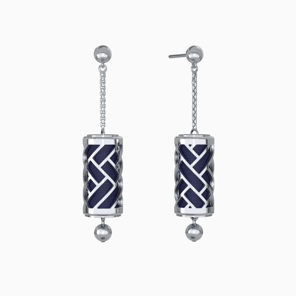 Hue Silk Earrings - Midnight Blue - Sterling Silver