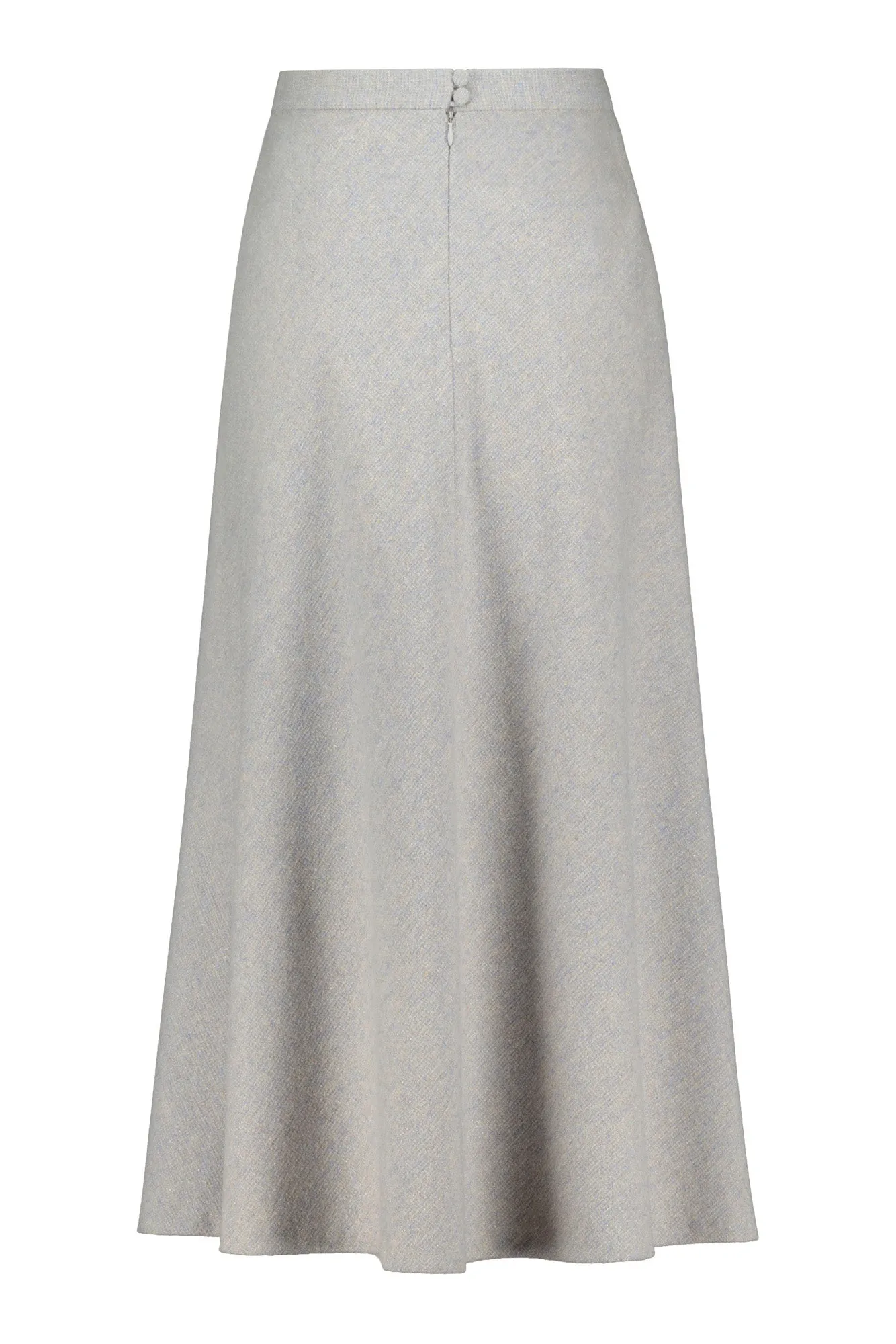 JASMINUM GRAY WOOL-CASHMERE TWEED MIDI SKIRT