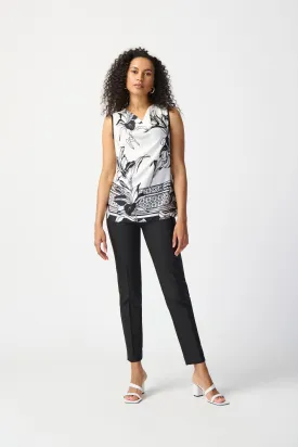 Joseph Ribkoff Floral Border Print Woven Top