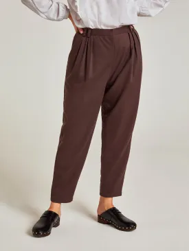 Kittie Pleat Tencel Trousers - Chocolate Brown