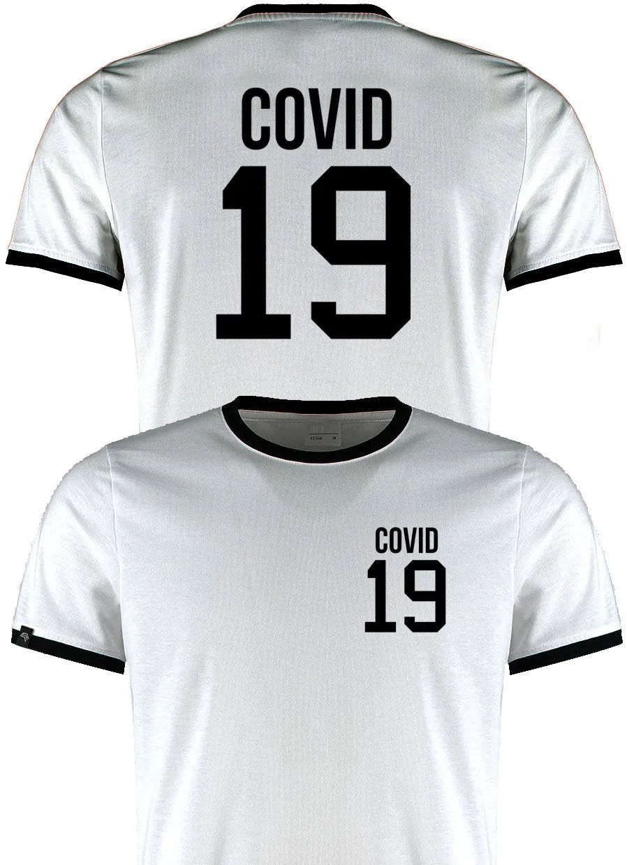 KKT K508 ― Covid 19 ― Fashion Ringer Contrast T-Shirt Trikot - Weiß / Schwarz