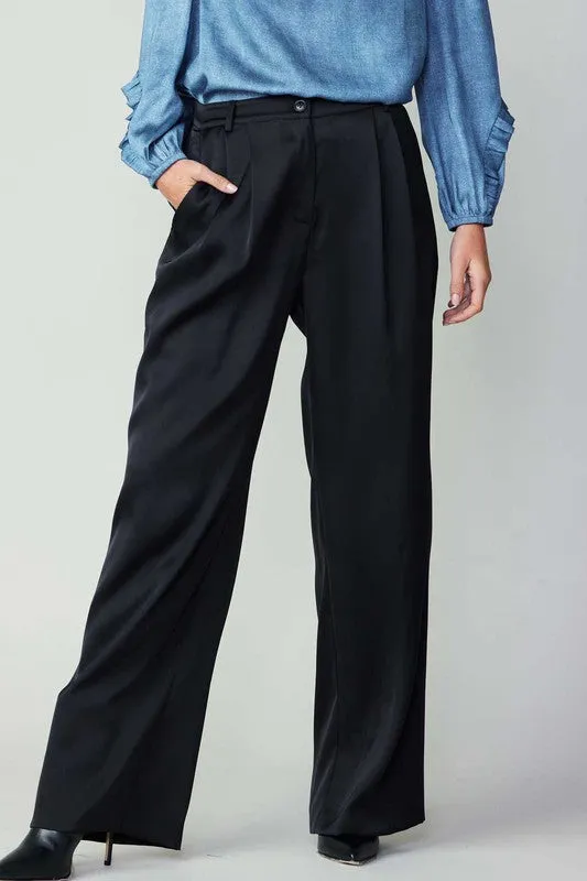 Krista Wide Leg Satin Pant