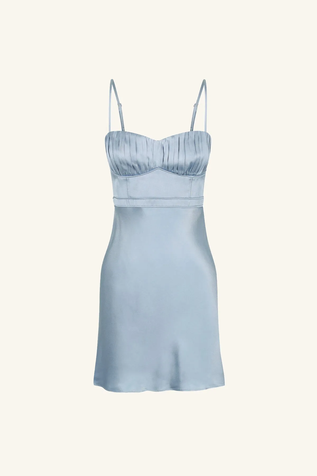 LA LUNE CORDED RUCHED MINI DRESS - POWDER BLUE