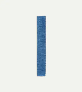 Light Blue Knitted Silk Solid Colour Tie