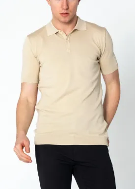 Lightweight Tonal-button Polo Tee - Beige