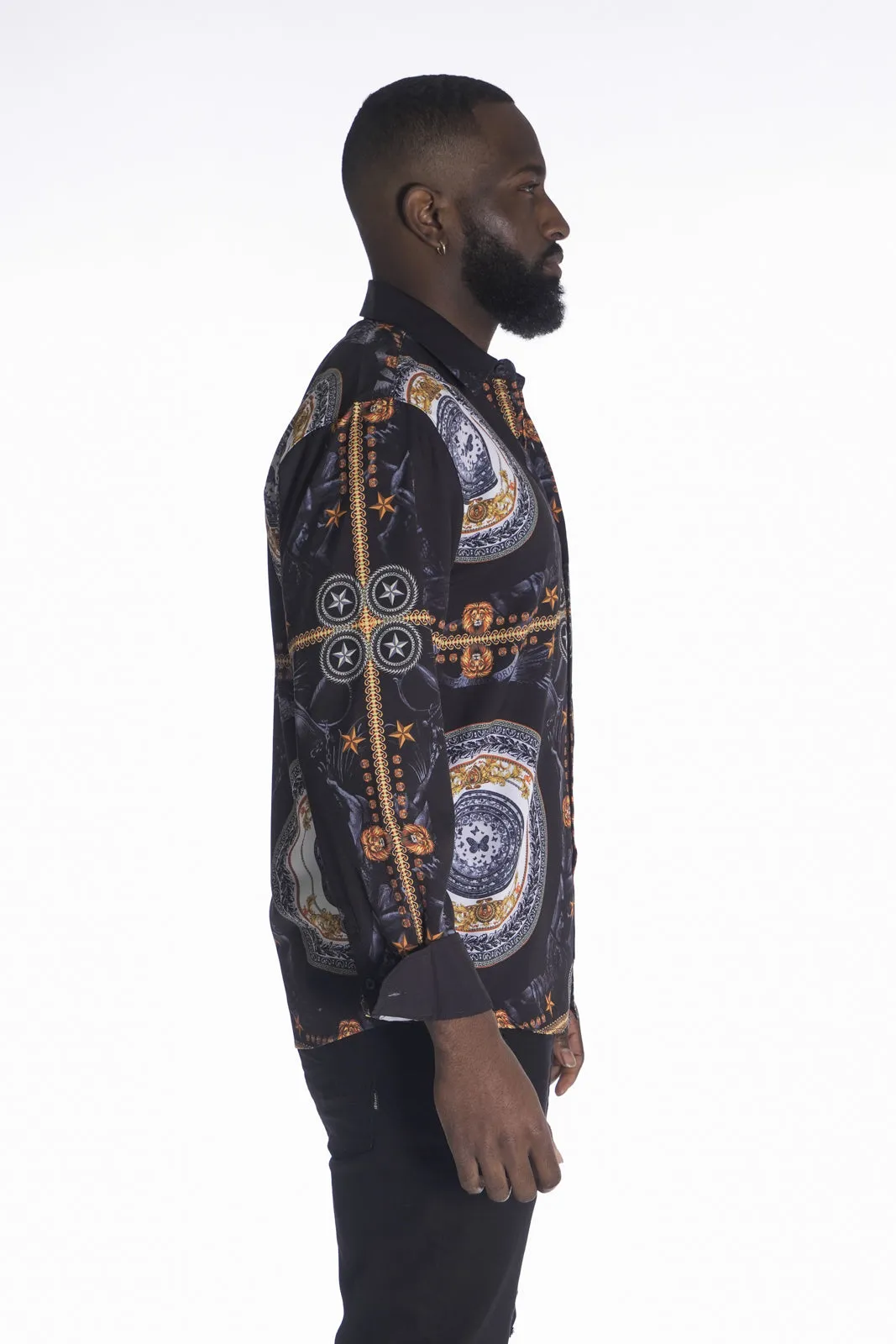 M1831 Barbato Printed Shirt - Black