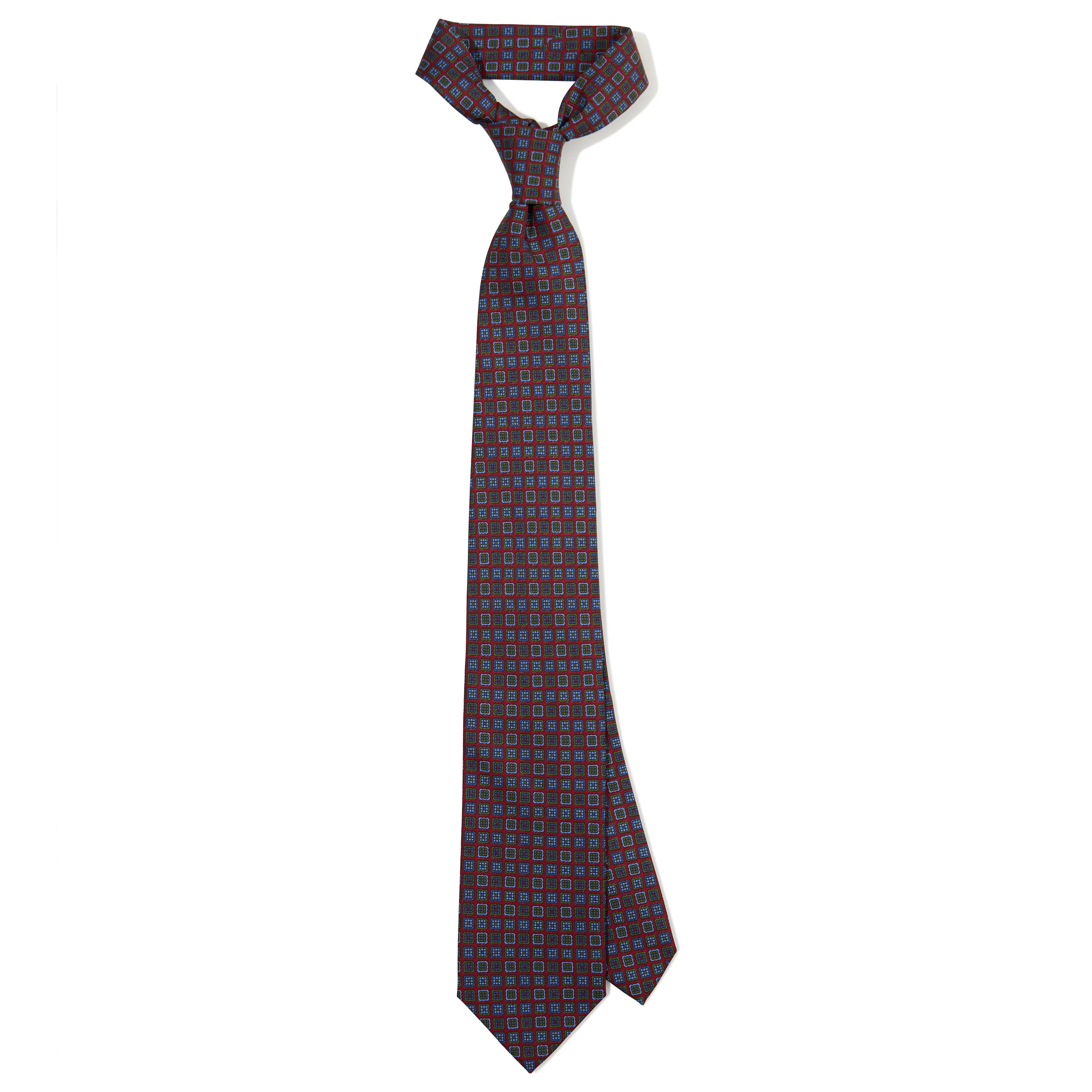 Madder Silk Medallion Print Tipped Tie