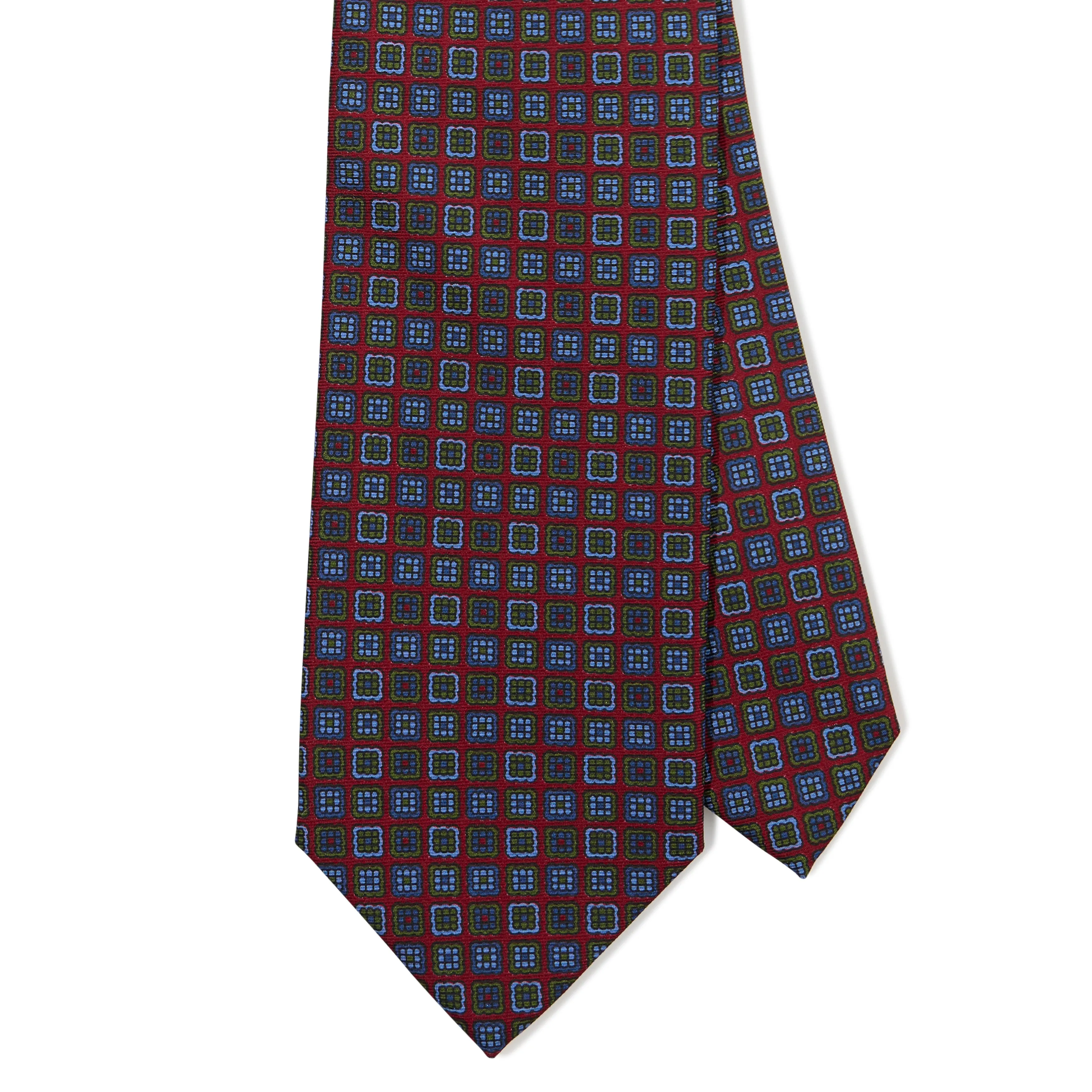 Madder Silk Medallion Print Tipped Tie