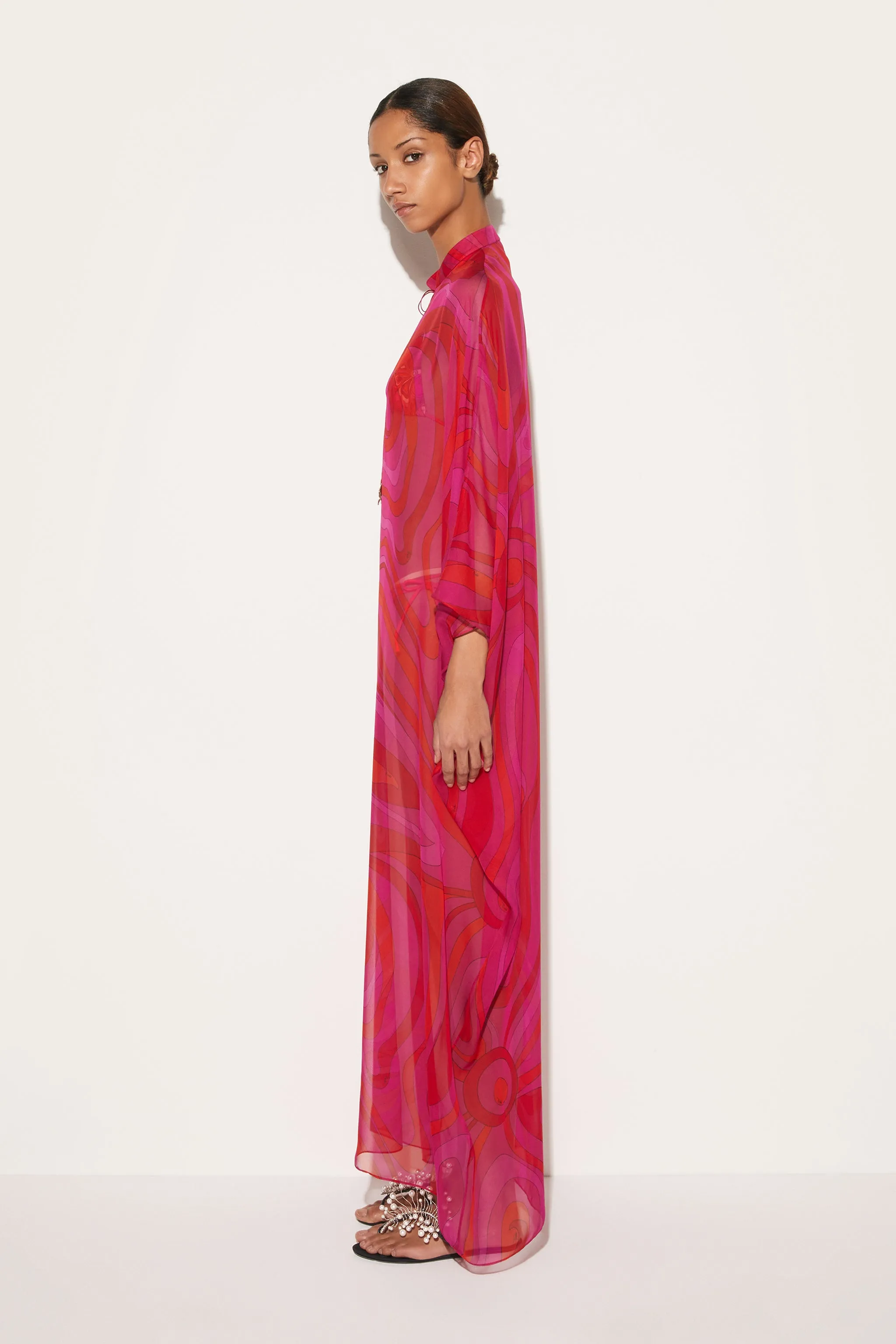 Marmo-Print Silk Kaftan