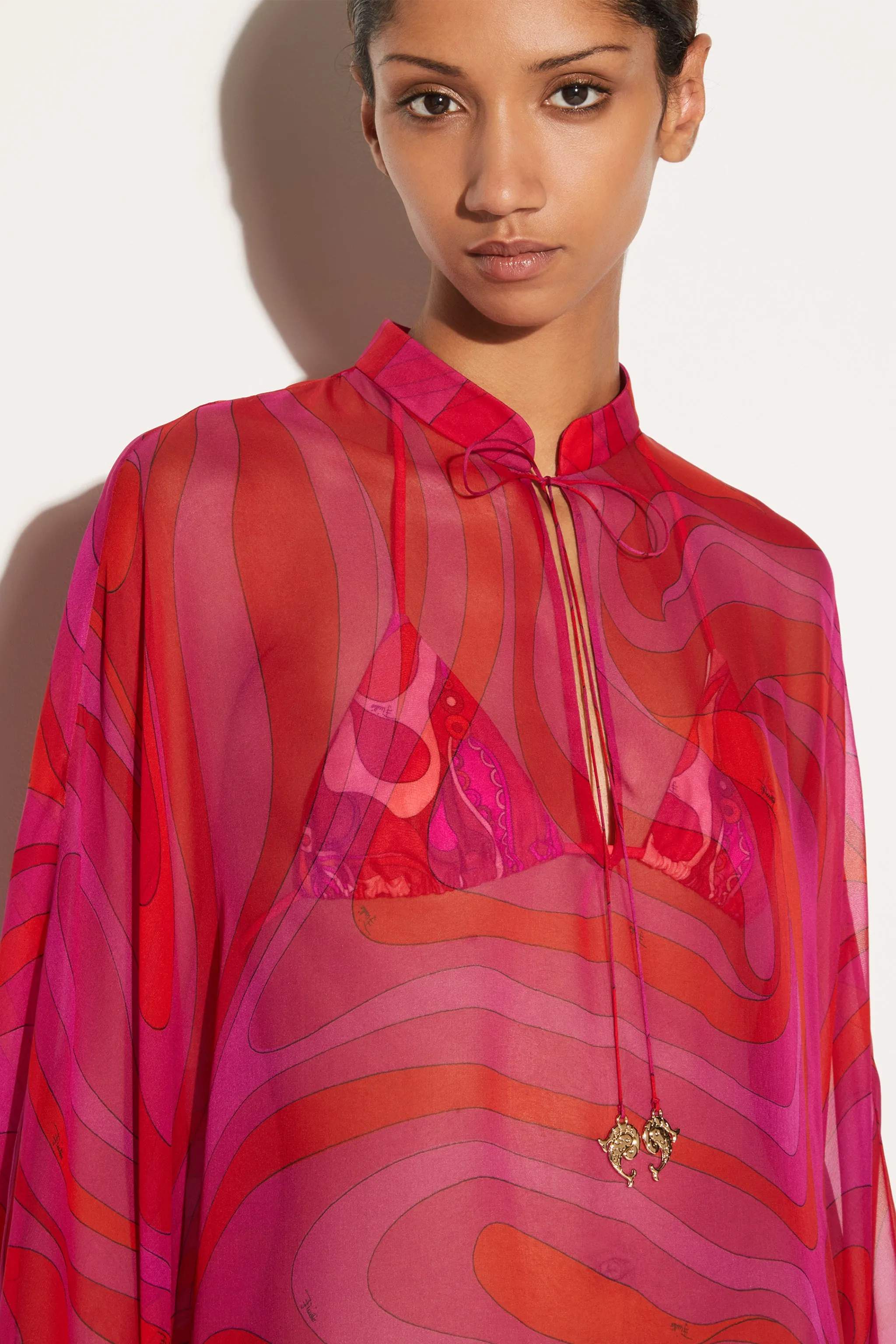 Marmo-Print Silk Kaftan