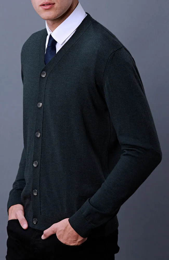 Mens 100% Extra Fine Merino Wool Cardigan