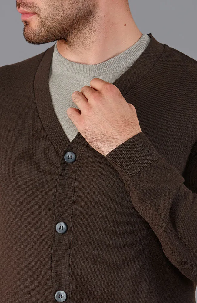 Mens 100% Extra Fine Merino Wool Cardigan