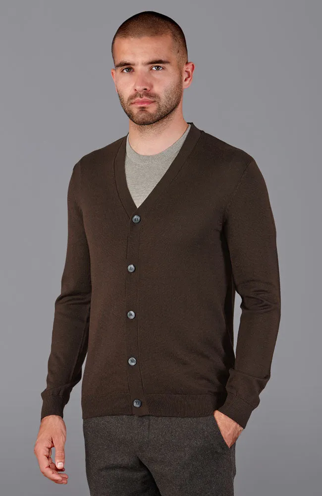 Mens 100% Extra Fine Merino Wool Cardigan