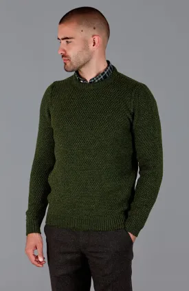 Mens Chunky Merino Moss Stitch Fisherman Jumper