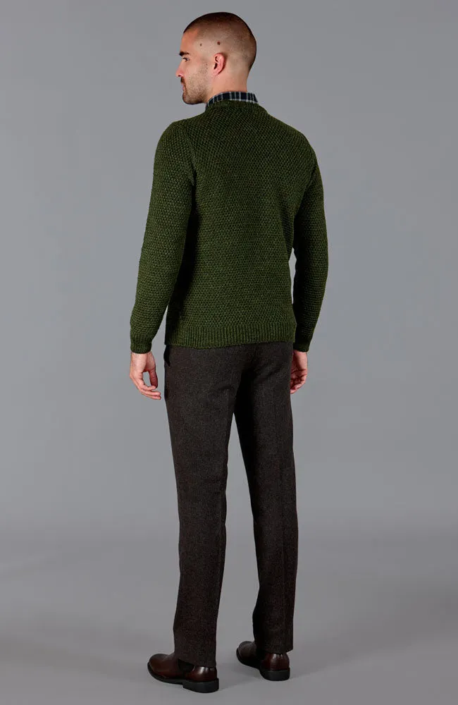 Mens Chunky Merino Moss Stitch Fisherman Jumper