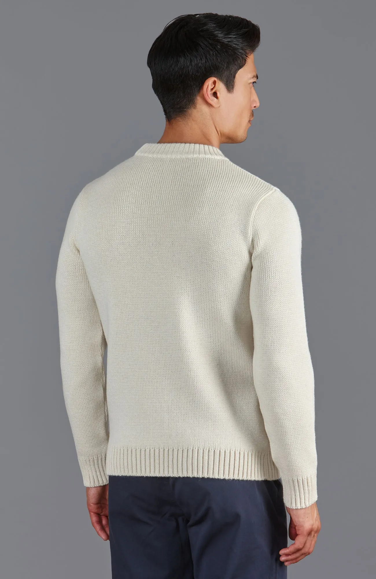 Mens Chunky Merino Wool Crew Neck Jumper