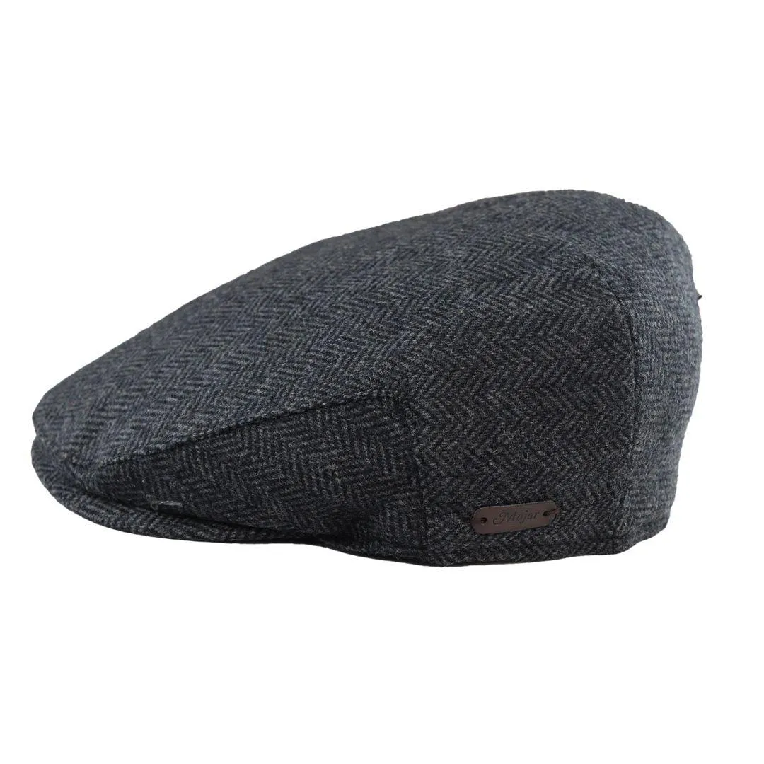 Mens Flat Cap Wool Herringbone Tweed Vintage Classic 1920s Unisex Del Boy