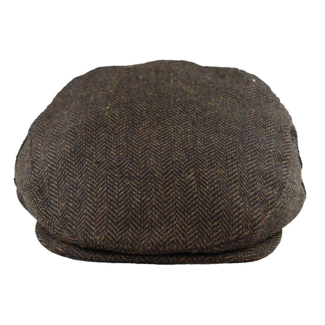 Mens Flat Cap Wool Herringbone Tweed Vintage Classic 1920s Unisex Del Boy