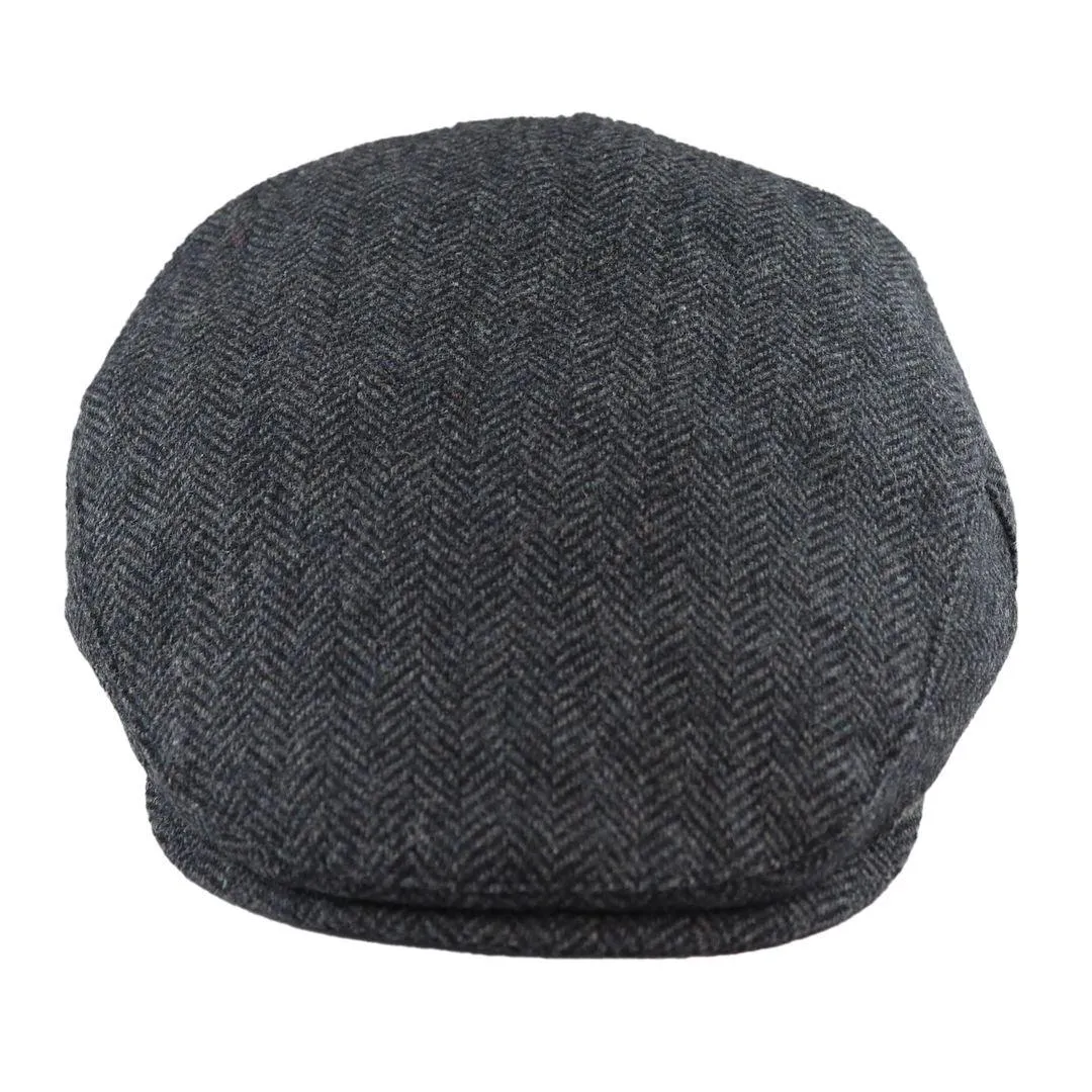 Mens Flat Cap Wool Herringbone Tweed Vintage Classic 1920s Unisex Del Boy