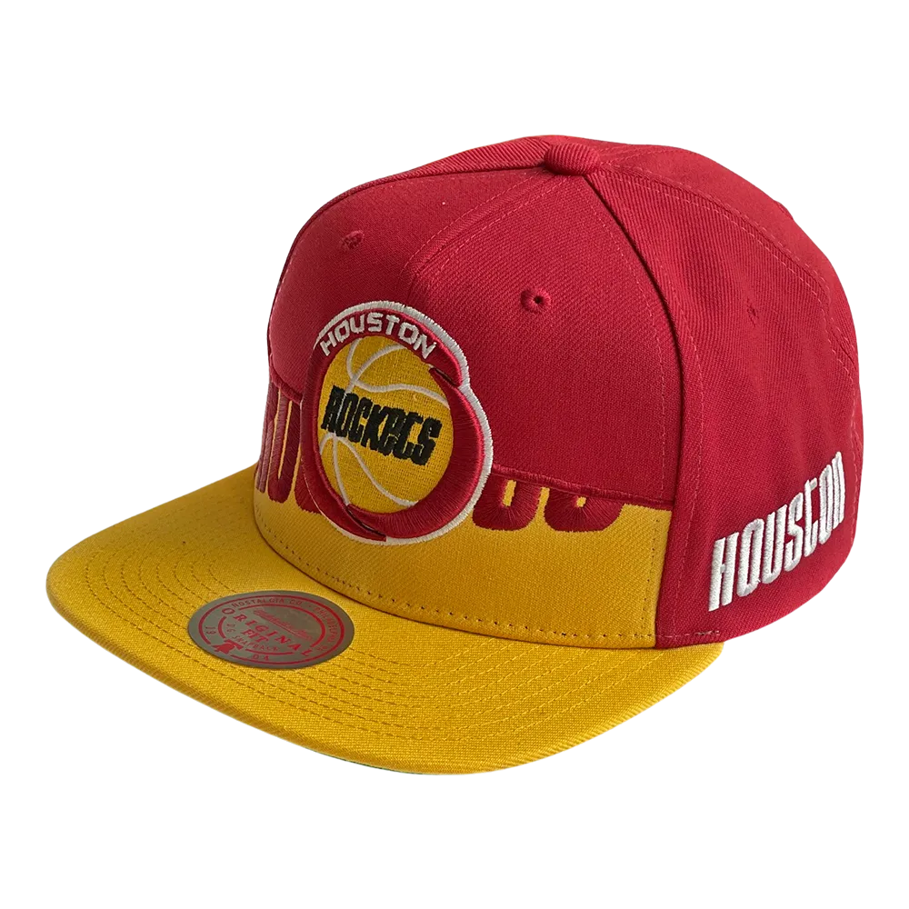 Men's Houston Rockets Mitchell & Ness HWC Half & Half Adjustable Cap