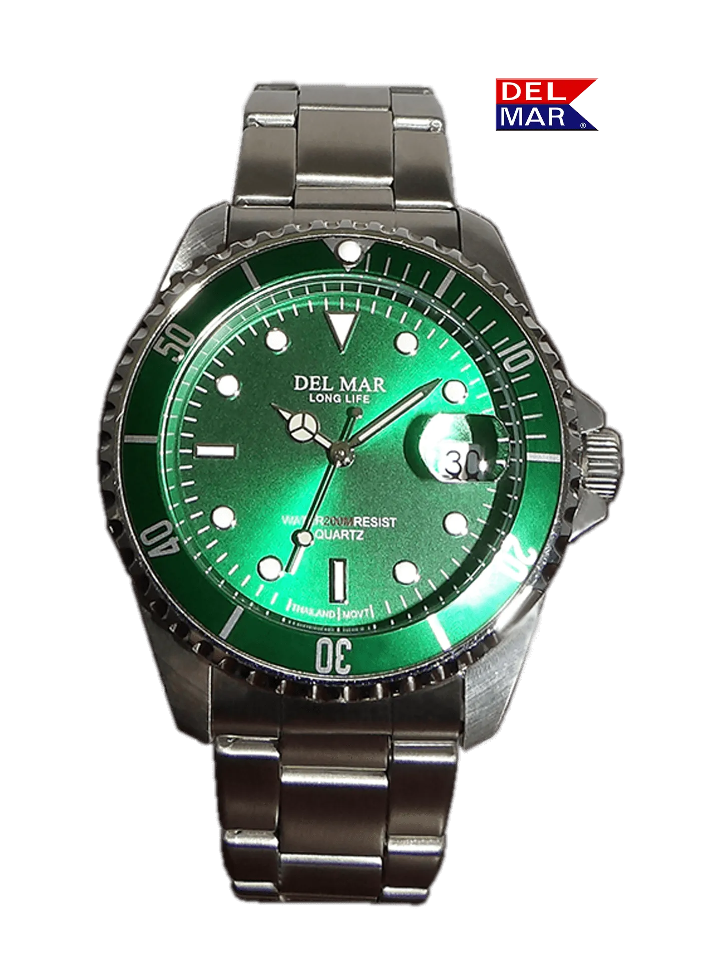 Men's Long Life Classic Coronado Green Face & Bezel SS Watch #50375