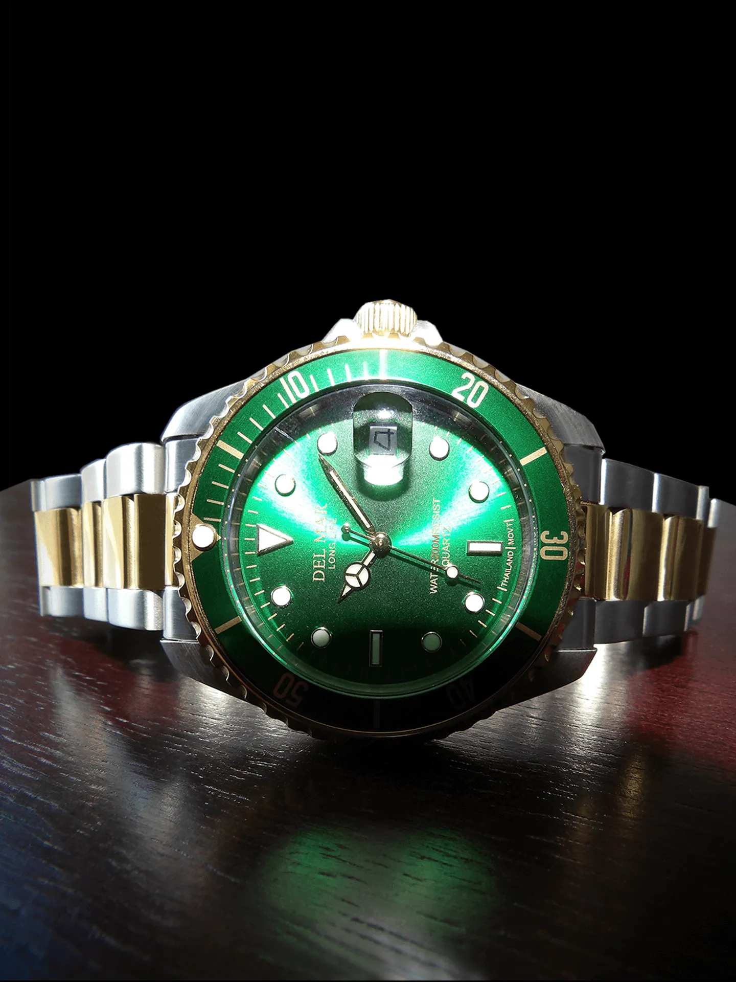 Men's Long Life Coronado Classic Green Face & Bezel TT Watch #50399