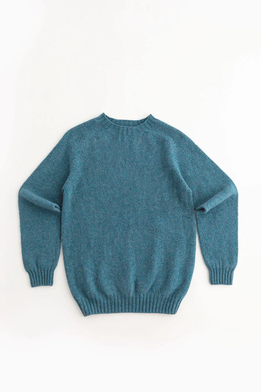 Mens Seamless Saddle Shoulder Shetland Jumper - Light Teal