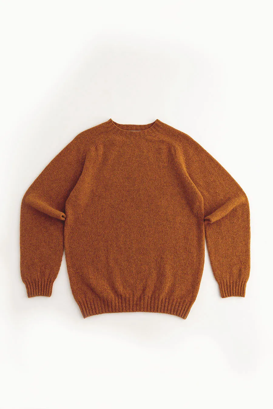 Mens Seamless Saddle Shoulder Shetland Jumper - Orange