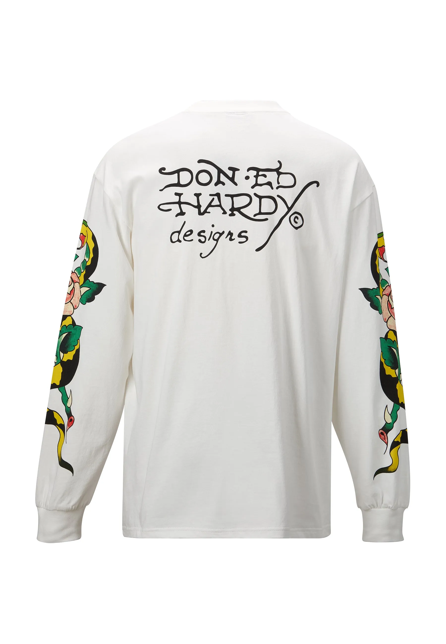 Mens True-Till-Rose-Snake Long Sleeve T-Shirt - White