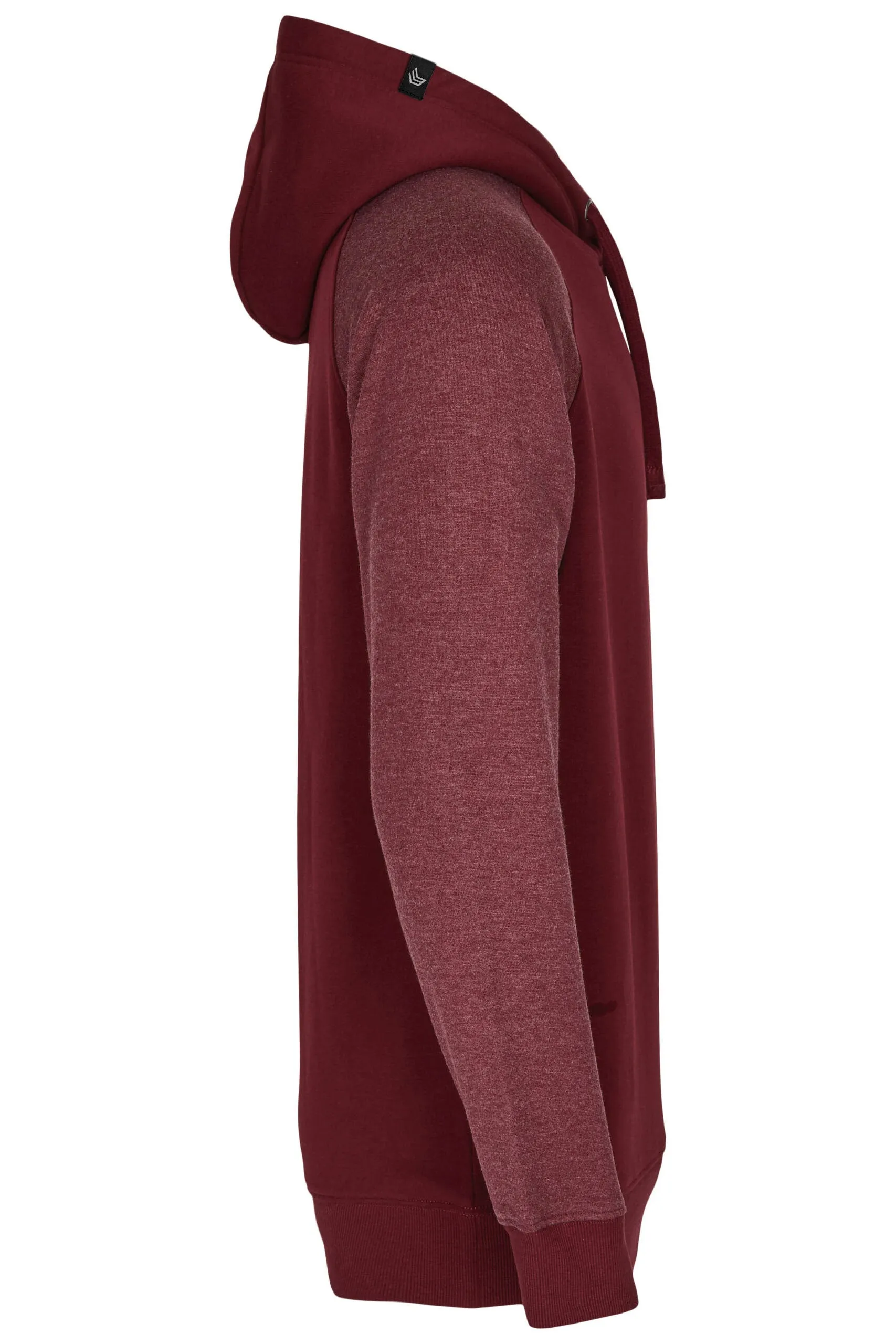 MMT 0611 ― Bi-Color No Pocket Hoodie Sweatshirt - Burgund / Rot Melange