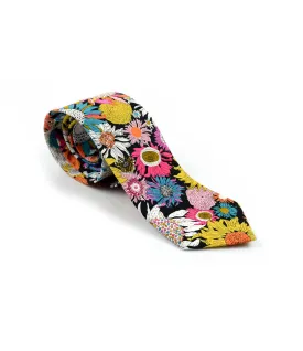 Multi Color Black Flora Neck Tie