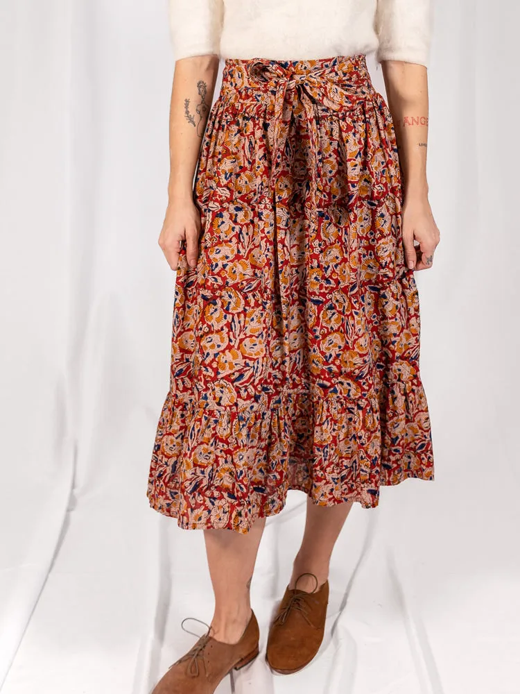 Nahla Midi Skirt - Ruby Floral