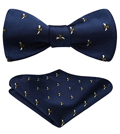 Navy Blue Yellow Bow Tie Set HDNL22