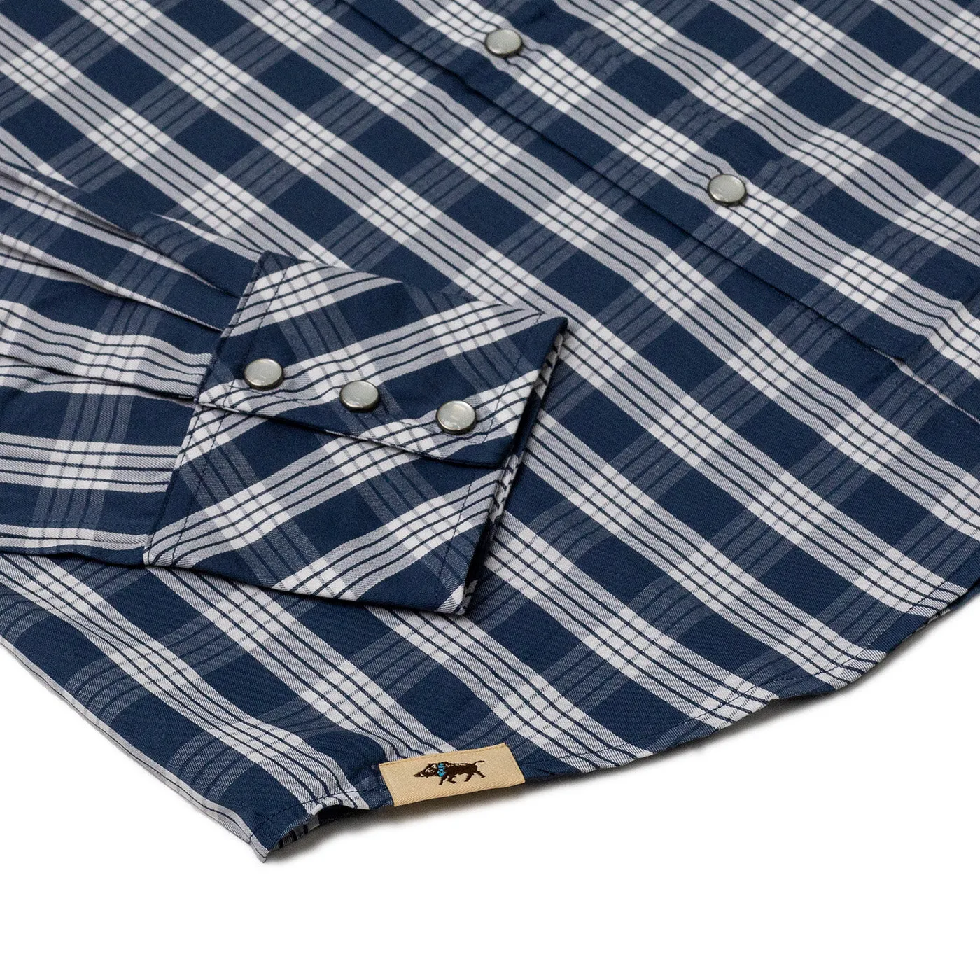 Navy Palaka Western Pearl Snap Shirt