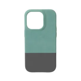 Ocean Blue & Pebble Gray iPhone 14 Pro Leather Case with MagSafe