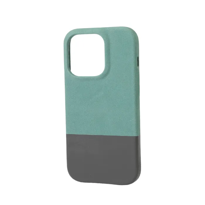 Ocean Blue & Pebble Gray iPhone 14 Pro Leather Case with MagSafe