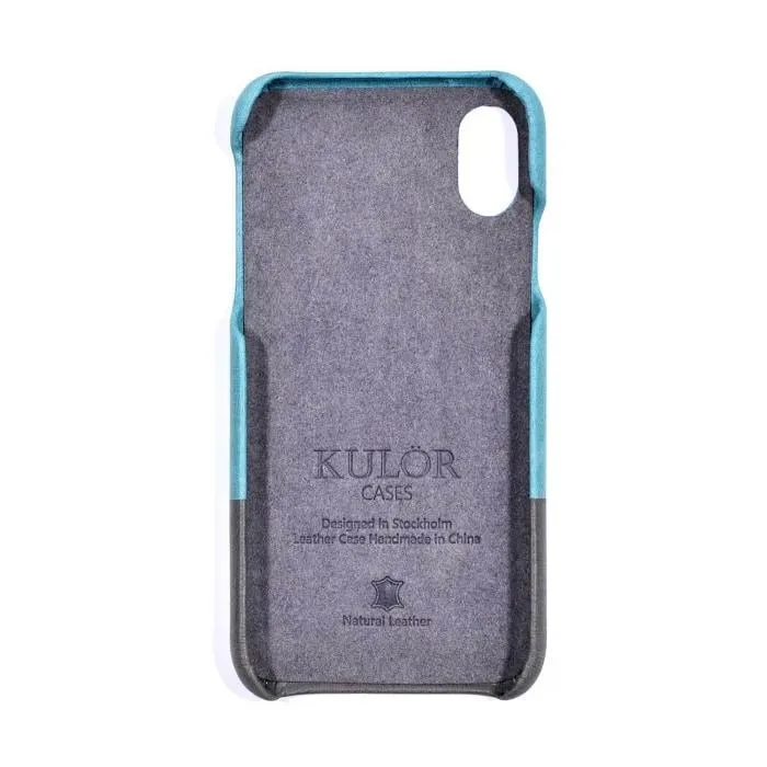 Ocean Blue & Pebble Gray iPhone Xs / iPhone X Leather Case