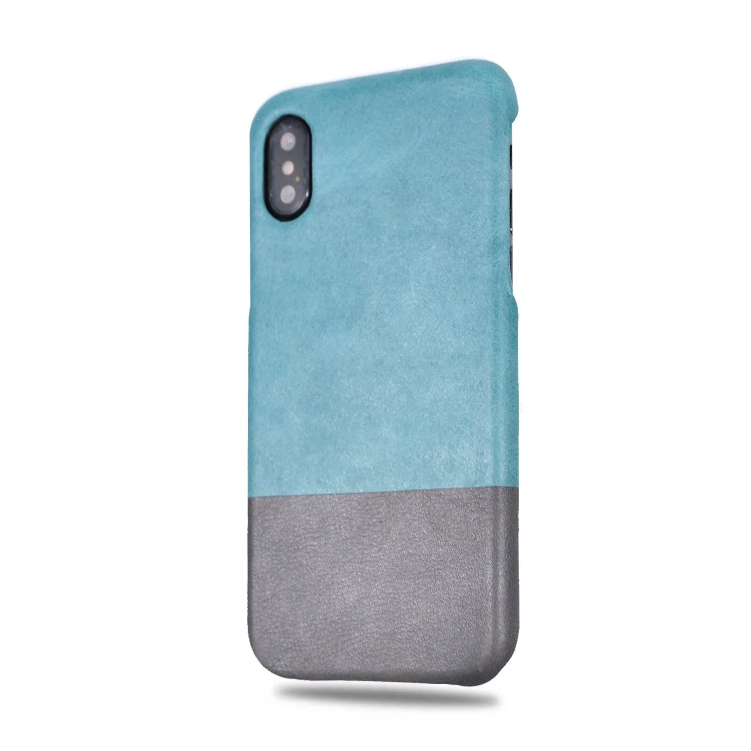 Ocean Blue & Pebble Gray iPhone Xs Max Leather Case