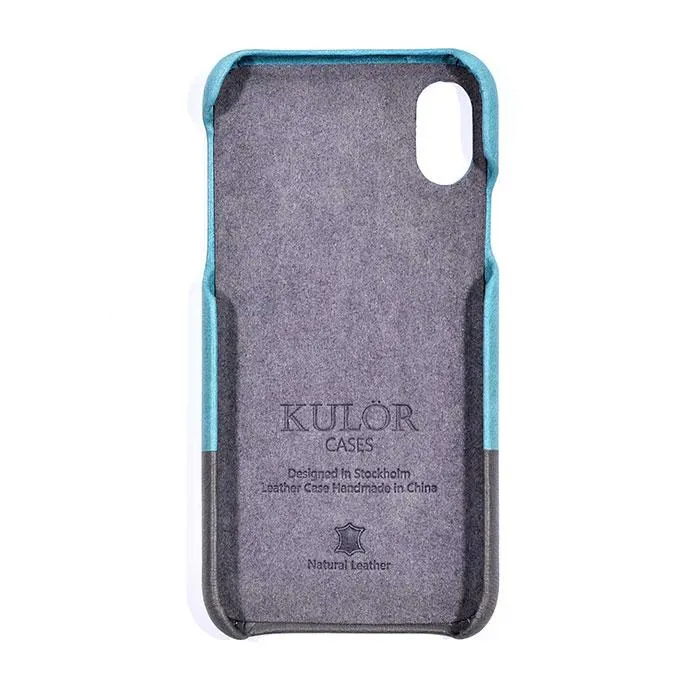 Ocean Blue & Pebble Gray iPhone Xs Max Leather Case