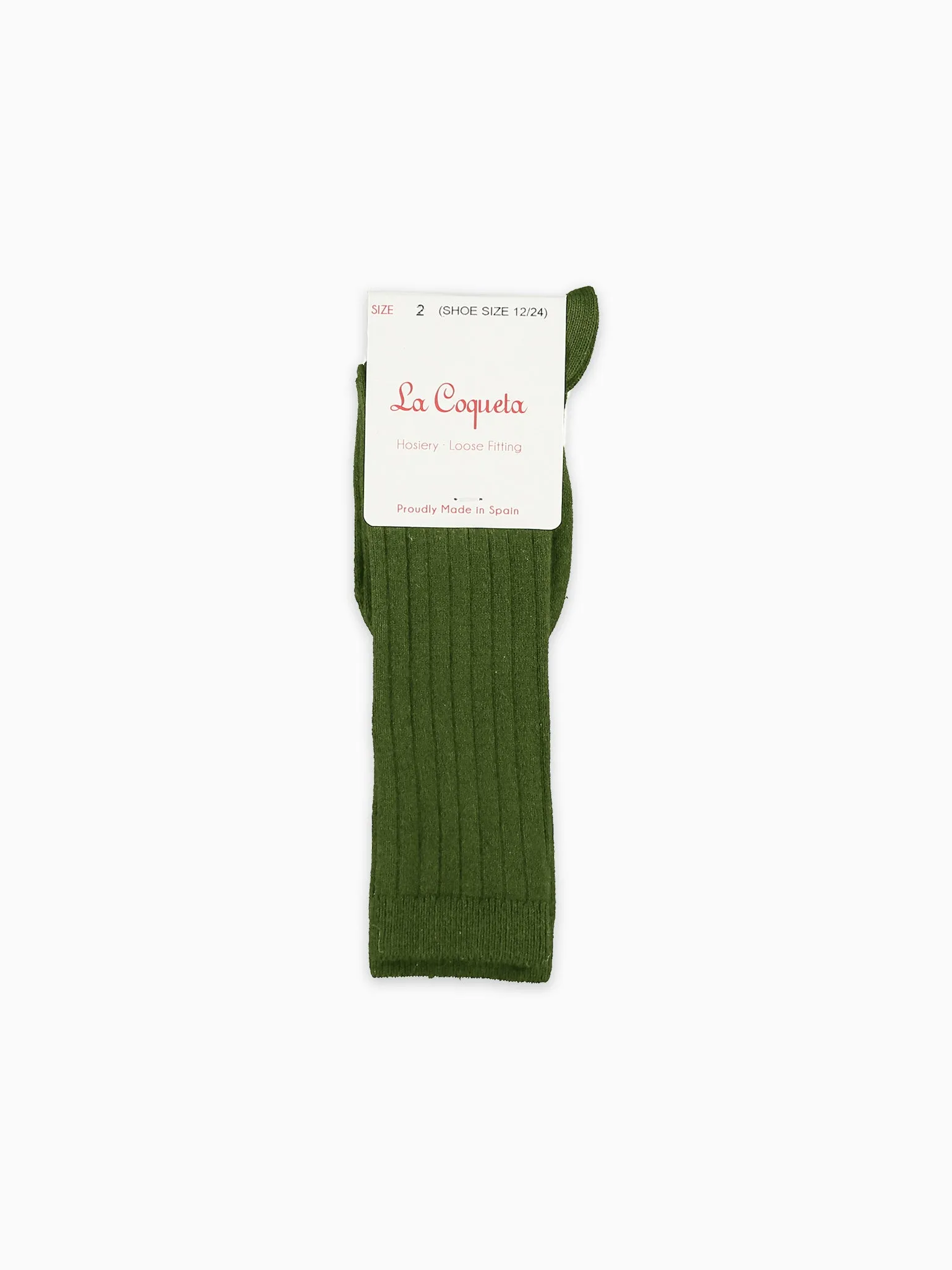 Olive Green Ribbed Knee High Kids Socks