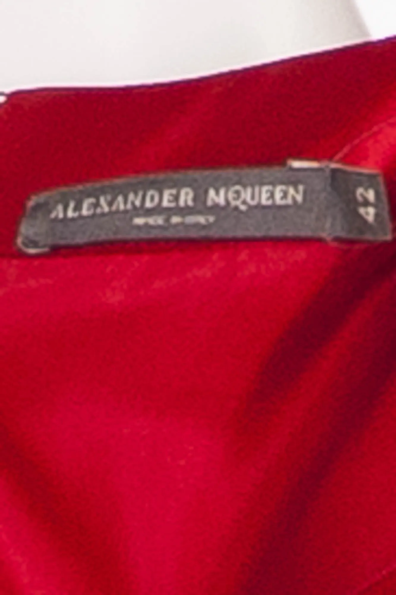 Original Alexander McQueen - As Seen on Beyonce - Short Sleeve Red Dress Embellished Bronze Front Mini Dress - IT 42