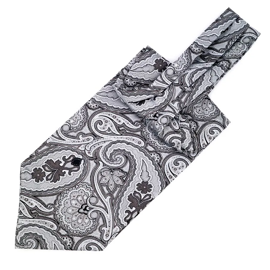 Paisley Jacquard Solid Ascot Tie