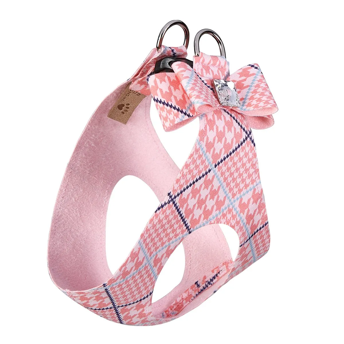 PeachesNCream Glen Houndstooth Big Bow Step In Harness