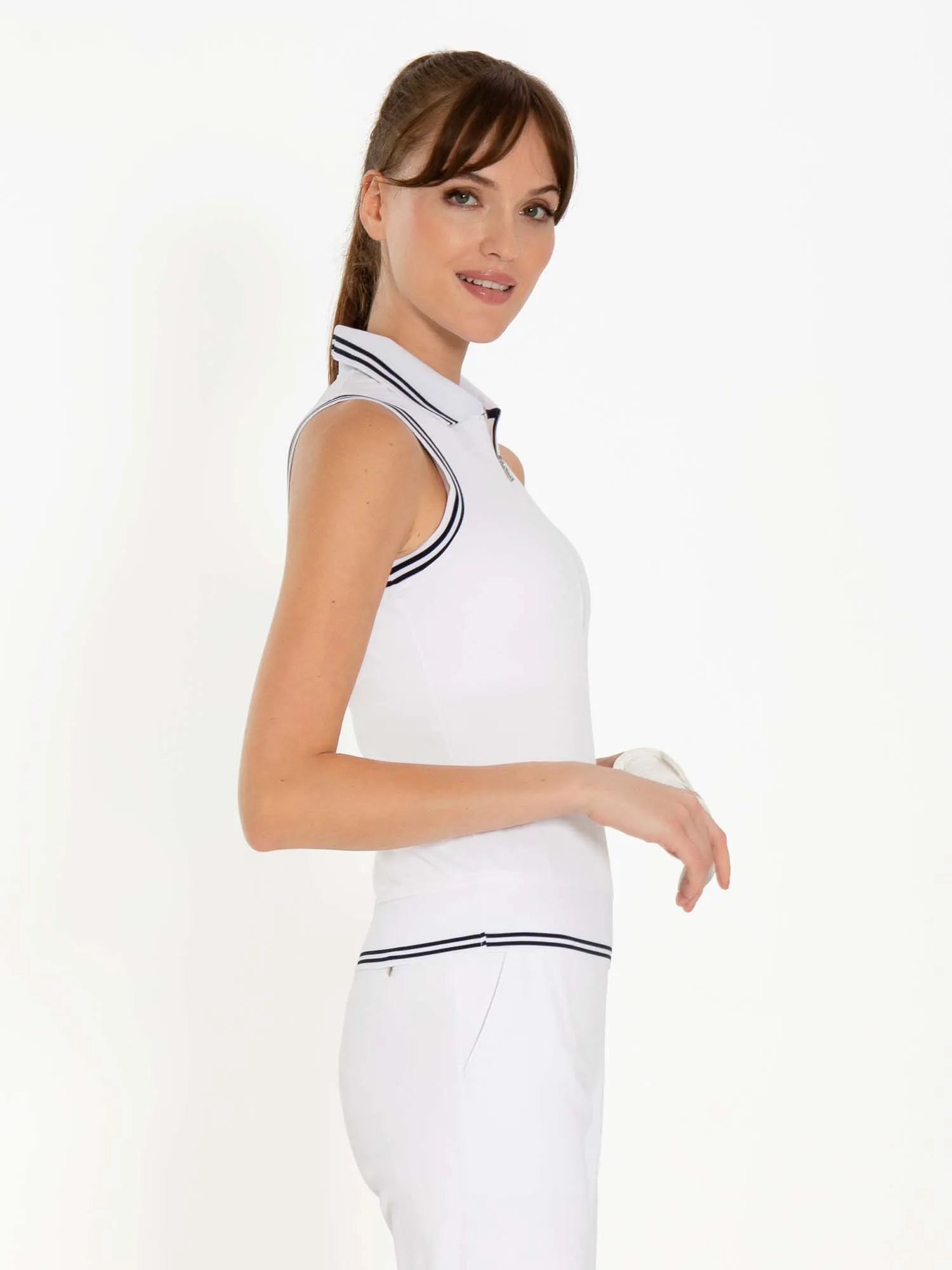 Phoebe Sleeveless Polo	- White/Midnight