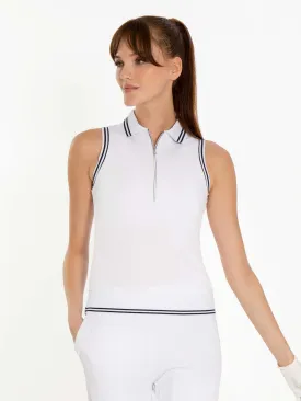 Phoebe Sleeveless Polo	- White/Midnight