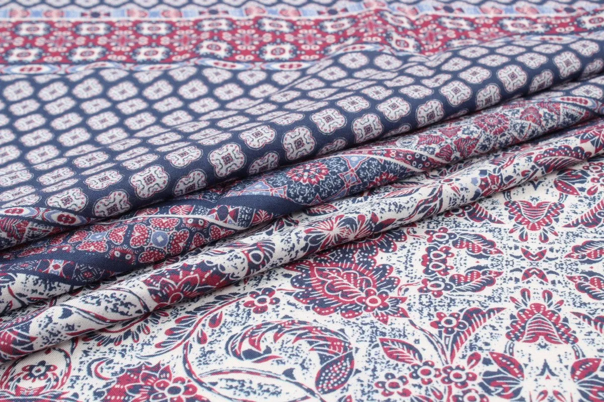 Printed Viscose Voile - Paisley Floral Composition - M.O.Q 30 Mts